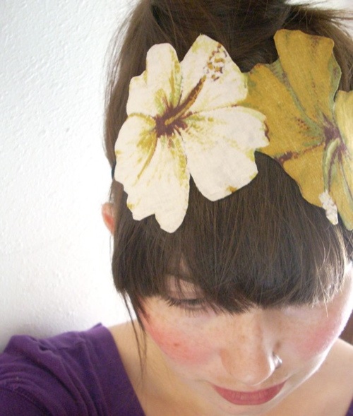 yellow flower headband recycled fabric