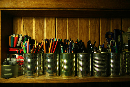 cans of pencils