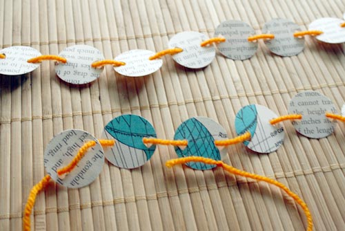 recycled book page bunting