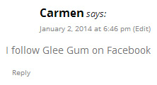 Glee Gum Giveaway winner