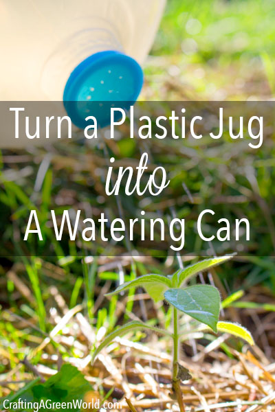 A watering can made from a plastic jug takes about one minute to complete, AND this DIY plastic jug watering can works better and holds more water than a lot of those cheap-o watering cans that look cute but cost real money.