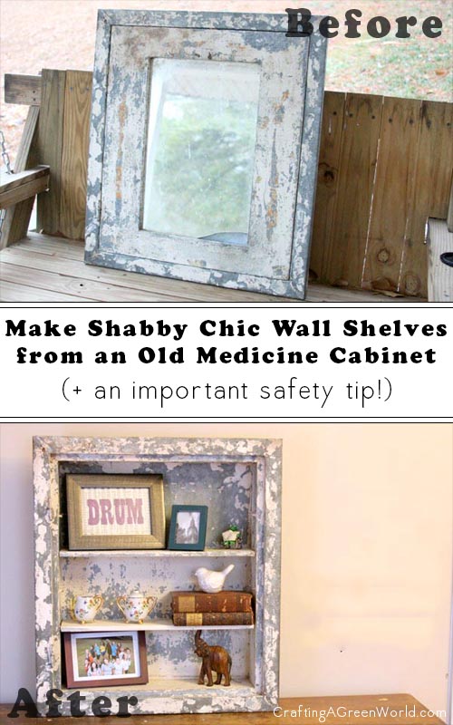 Do you love unique DIY home decor? Don’t throw away that old medicine cabinet– upcycle it into awesome DIY wall shelves!