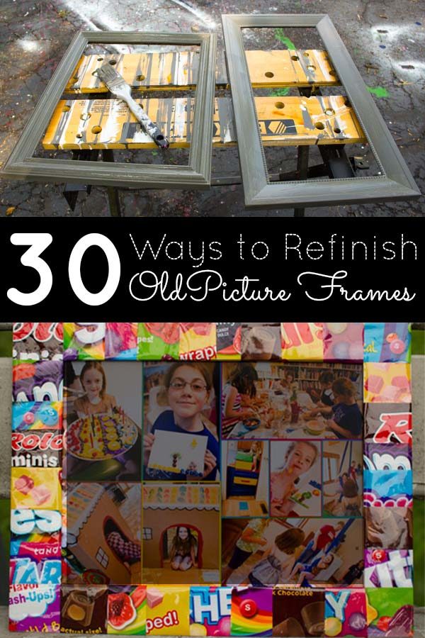 Instead of buying new, hit the thrift for secondhand frames to display your art. Here are 30 awesome ways to refinish picture frames.