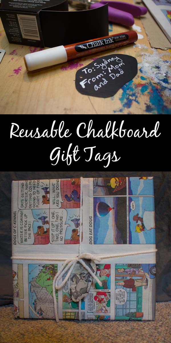 Make reusable, DIY chalkboard gift tags for all of your holiday gift wrapping adventures!
