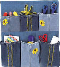 recycled blue jean organizer
