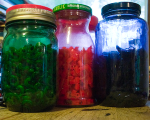 Dyed Pasta in Jars