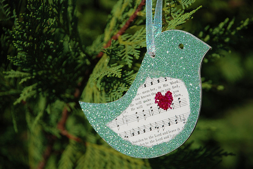 recycled bird ornament