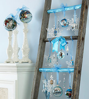 ladder filled with ornaments