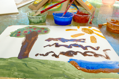 painting with Earth Paint for Children