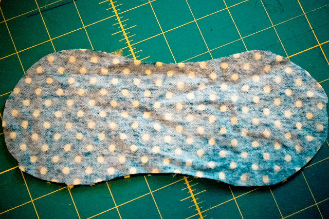 eye pillow cut out of flannel fabric