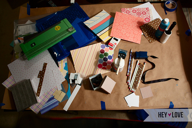 messy craft table - upcycled craft organizers to the rescue!