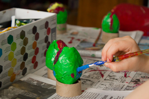 papier mache Easter eggs