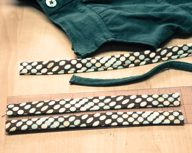 shirt, handmade bias strip, old strap, new straps