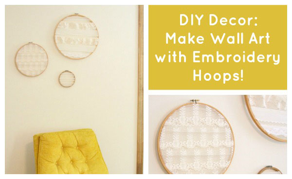 If you want DIY decor on a budget, you’ll love this tutorial: create do it yourself wall art with old embroidery hoops and vintage lace!