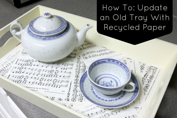 This DIY serving tray makeover is simple to do, and you have as many options as you do paper in your stash.