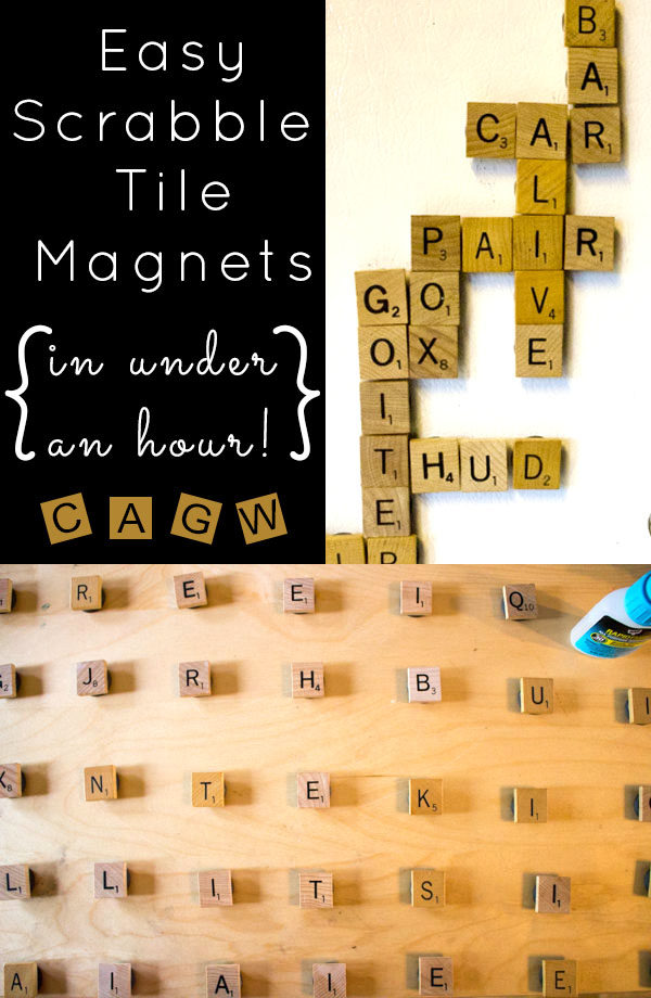 These DIY Scrabble tile magnets look cute AND hold things, and you can make them in under an hour, drying time included!