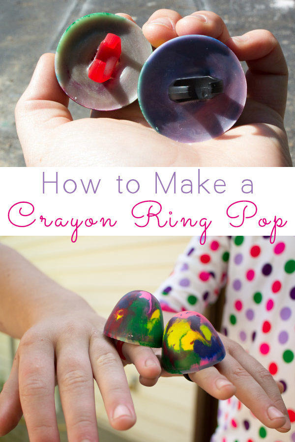 Make a cute, functional crayon ring pop for your kids. Yes, it sits on your hand just like a ring. Yes, it really colors!