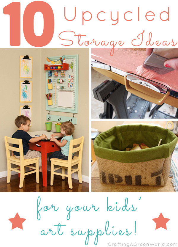 These are the upcycled kid art supply storage ideas I'm looking at for my own kid's messy art stash.