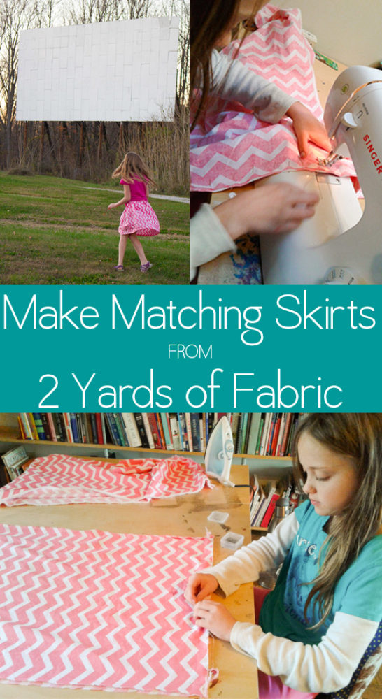My daughter wanted to figure out how to make matching skirts for her and a friend. With just two yards of fabric, you can do this, too!