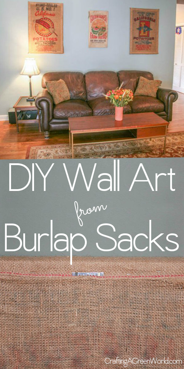 Old potato sacks or coffee sacks make lovely, simple, DIY wall art! Here's how I transformed some salvaged burlap sacks into display-worthy pieces.