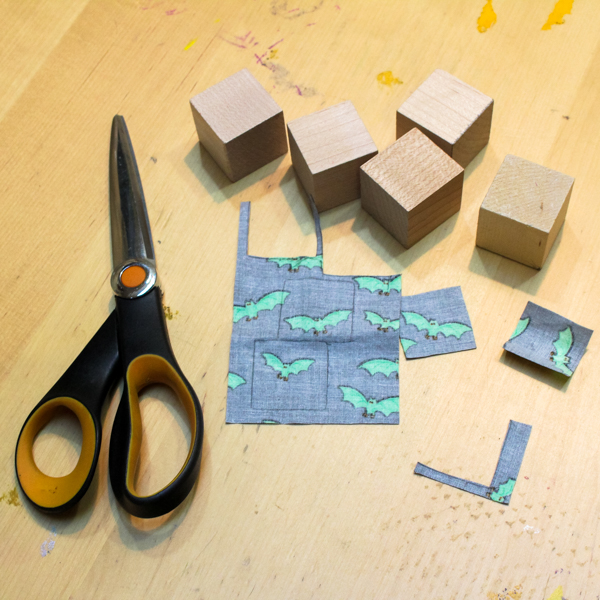 blocks, scissors, and fabric