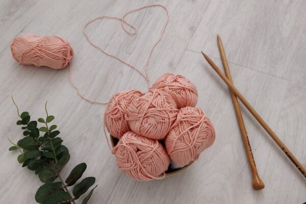 pink yarn heart