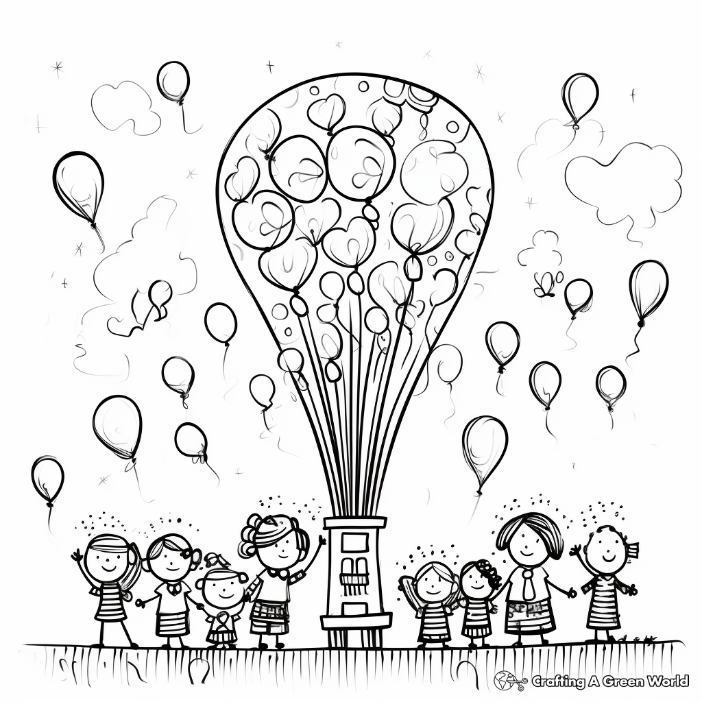 100 Balloons Celebration Coloring Pages 3