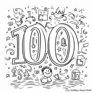 100 Number Fun Theme Coloring Pages 2