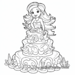 3-Tier Mermaid Cake Coloring Pages for Children 1