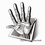 3D Illusion Skeleton Hand Coloring Pages 2