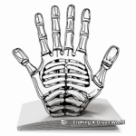3D Illusion Skeleton Hand Coloring Pages 3