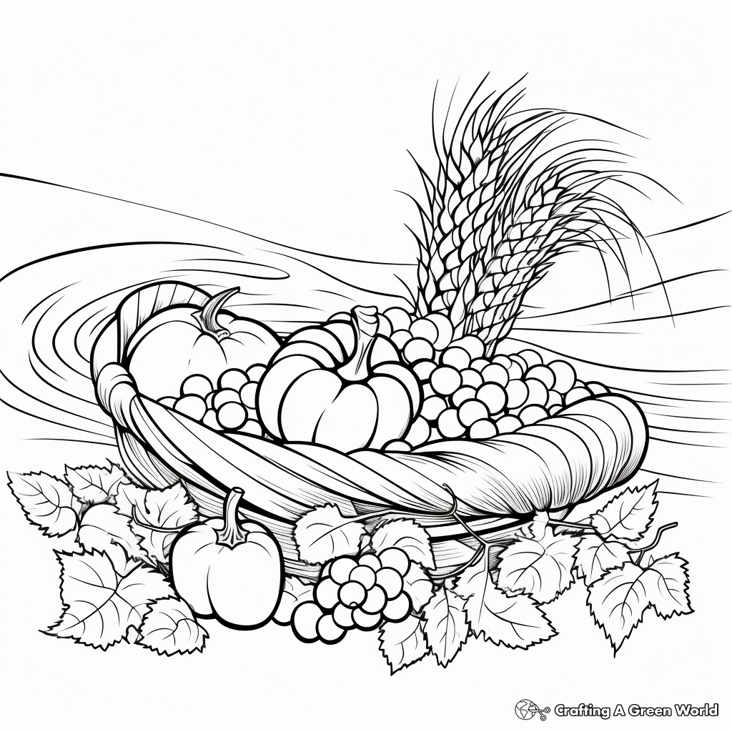 A Cornucopia of Fall Produce Coloring Pages 1