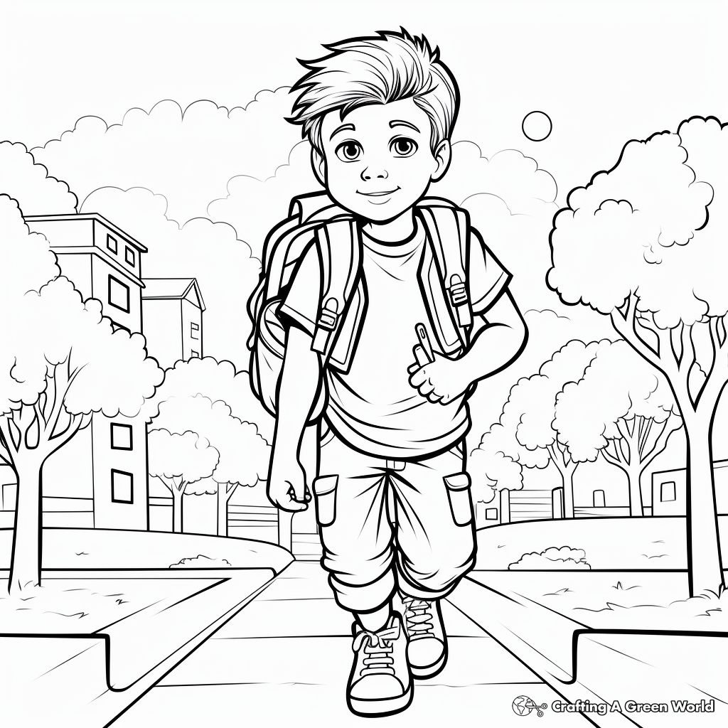 A student's First Day of College Coloring Pages 1