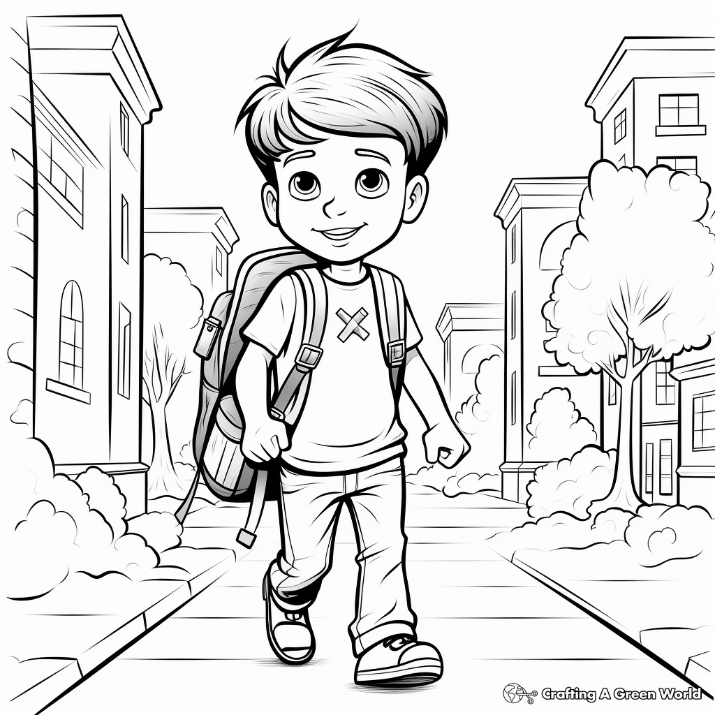 A student's First Day of College Coloring Pages 2