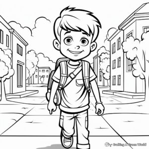 A student's First Day of College Coloring Pages 4