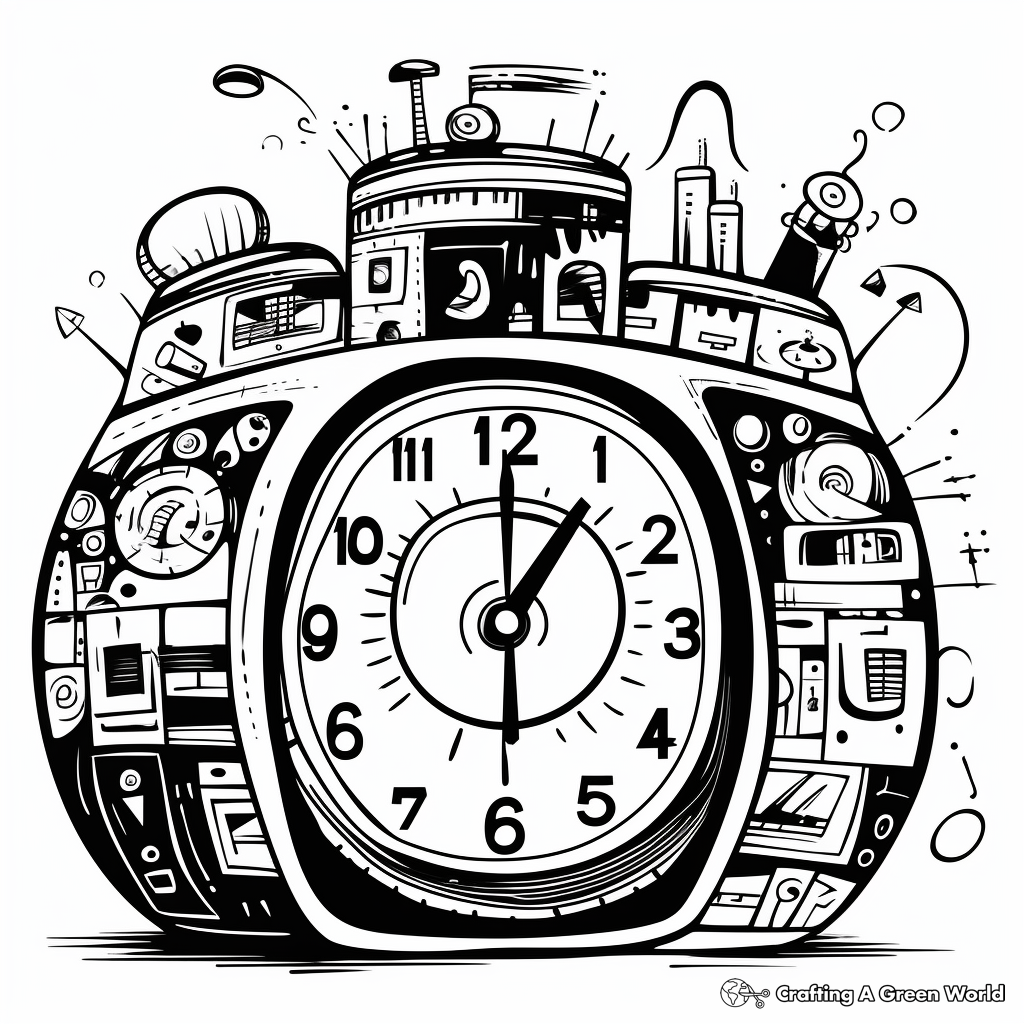 Abstract Alarm Clock Coloring Pages for Artists 3