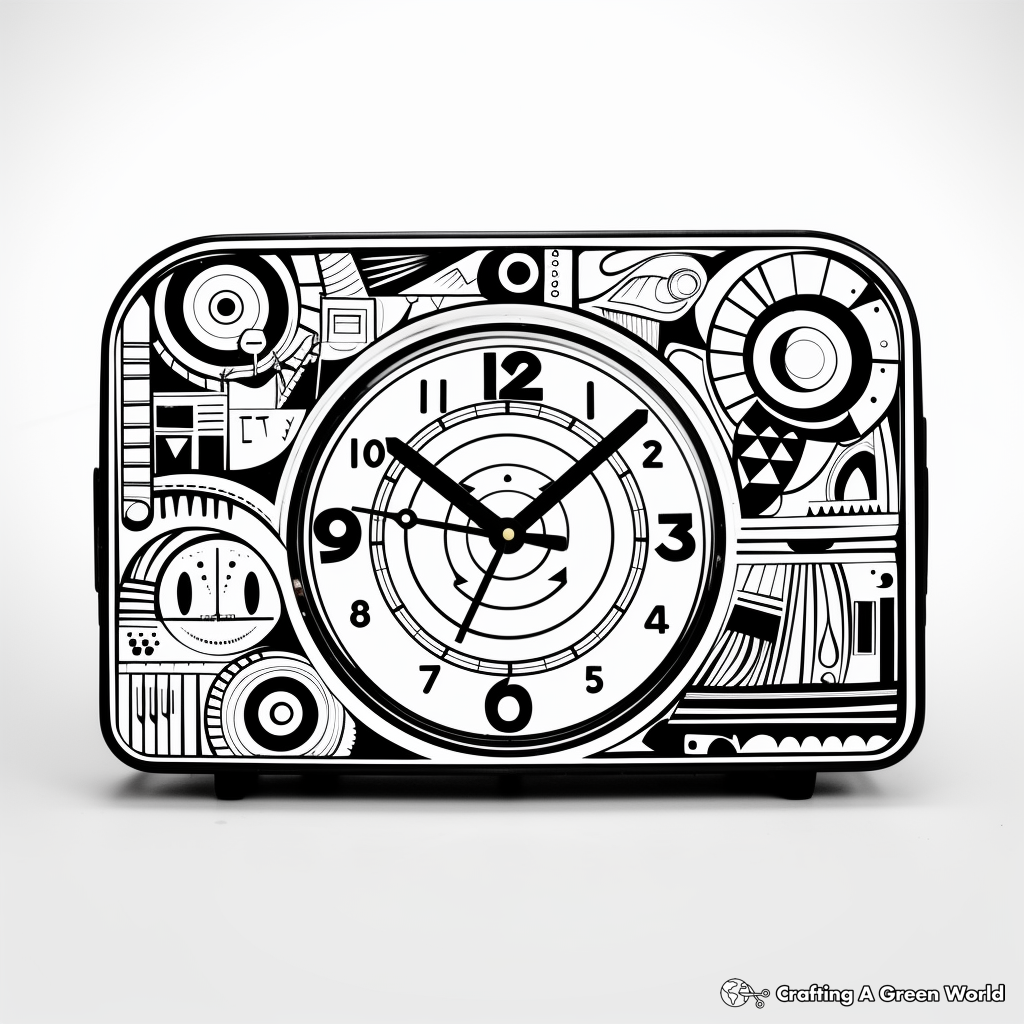 Abstract Alarm Clock Coloring Pages for Artists 4