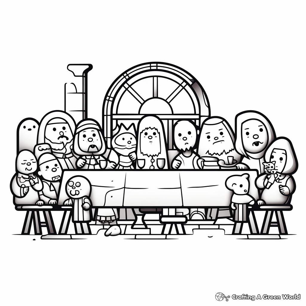 Abstract Last Supper Coloring Pages for Artists 2