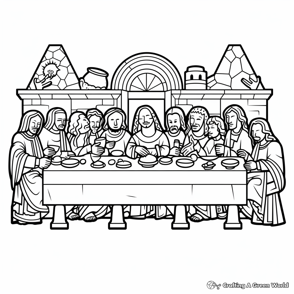 Abstract Last Supper Coloring Pages for Artists 4