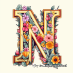 Abstract Letter N Coloring Pages for Adults 2