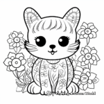 Abstract Munchkin Cats and Poppy Flowers Coloring Pages 1