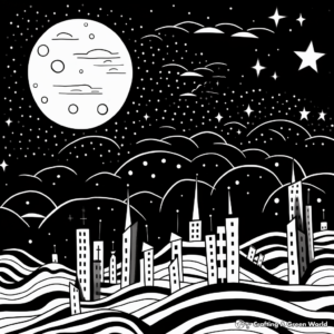 Abstract Night Sky Coloring Pages for Artists 1