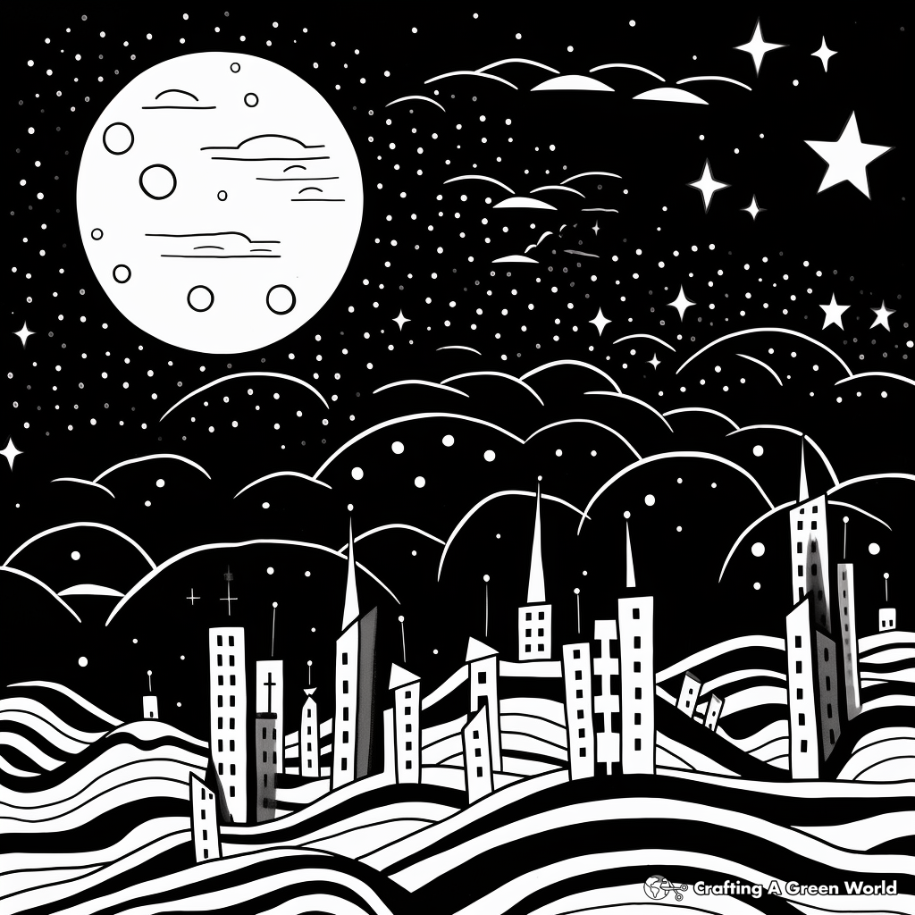 Abstract Night Sky Coloring Pages for Artists 1