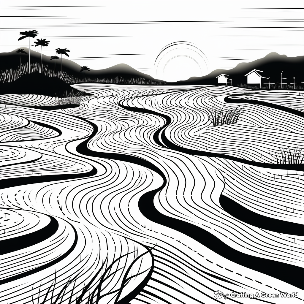 Abstract Rice Field Coloring Pages for Artists 3