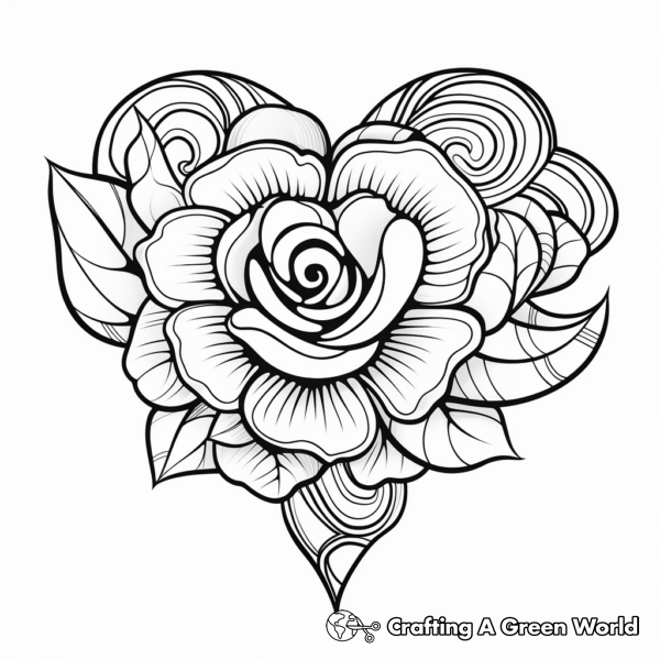 Rose Heart Coloring Pages - Free &amp; Printable!