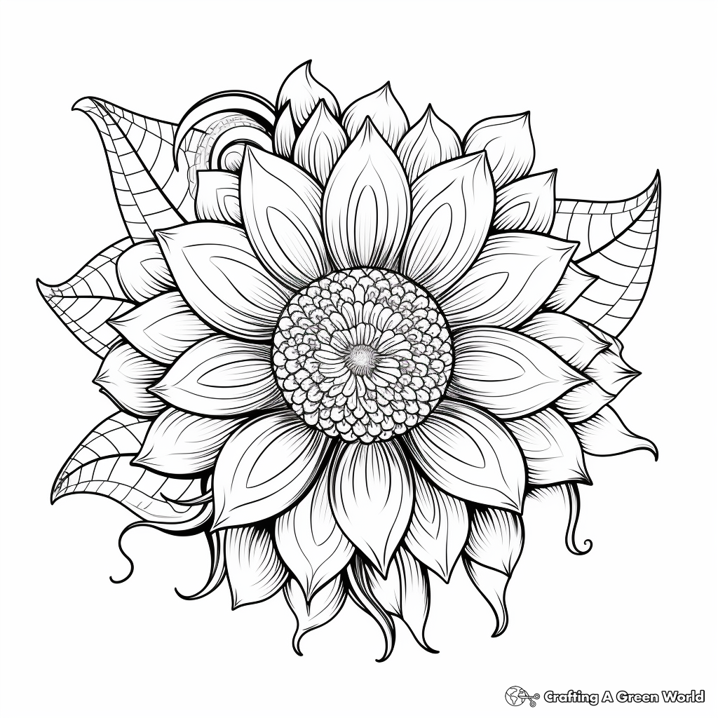 Abstract Sunflower Coloring Pages for Creativity 1