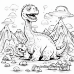 Abstract Volcanic Eruption and Dinosaur Coloring Pages 1