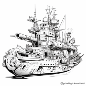 Abstract Warship Coloring Pages for Artists 1