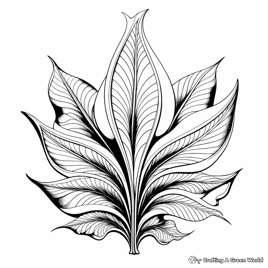 Abstract Weed Leaf Coloring Pages for Artists 1