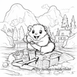 Action-Filled Beaver Building Dam Coloring Pages 1